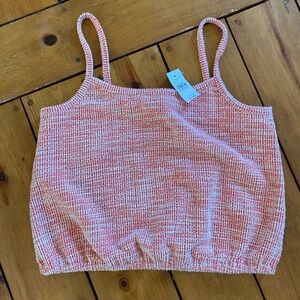 LOFT Coral and White Knit tank NWT size small elastic waist
